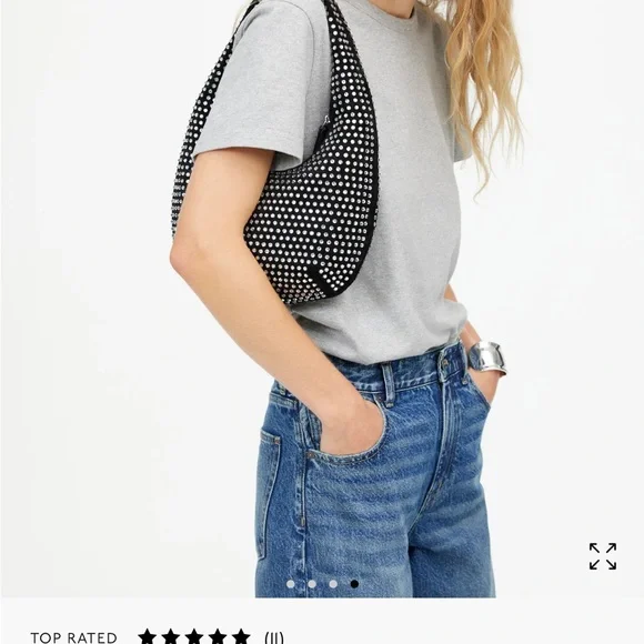 NWT Madewell The Medium Shoulder Bag in Crystal Studded Black Suede Leather #MW5 - Picture 5 of 6